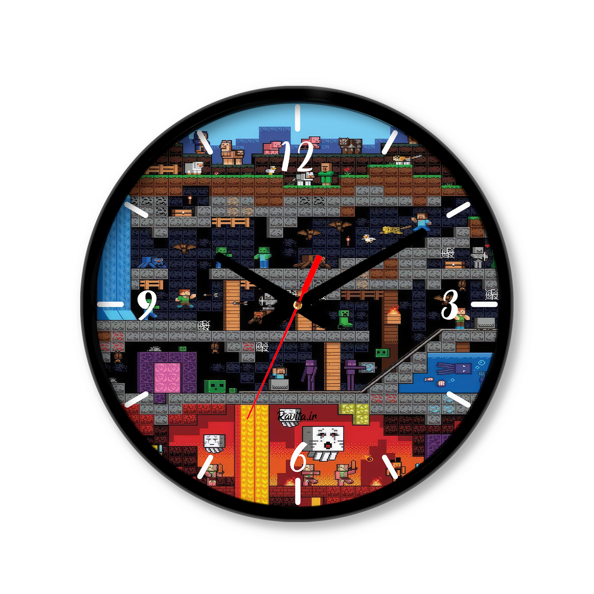 ساعت دیواری کوچک راویتا طرح ماینکرفت کد 3655