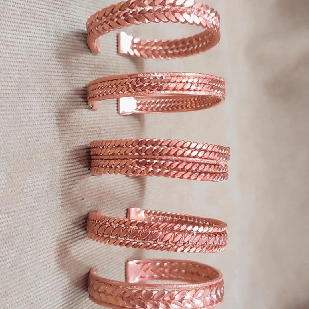 دستبند مسی بافت و گندمی در چهار طرح مختلف و کیفیت بالا بدون انگشتر(اسپرت) 