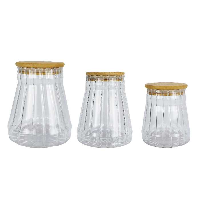 ست بانکه (جا حبوباتی) 3 عددی بامبو شیشه ای پیرکس کد GW90301087