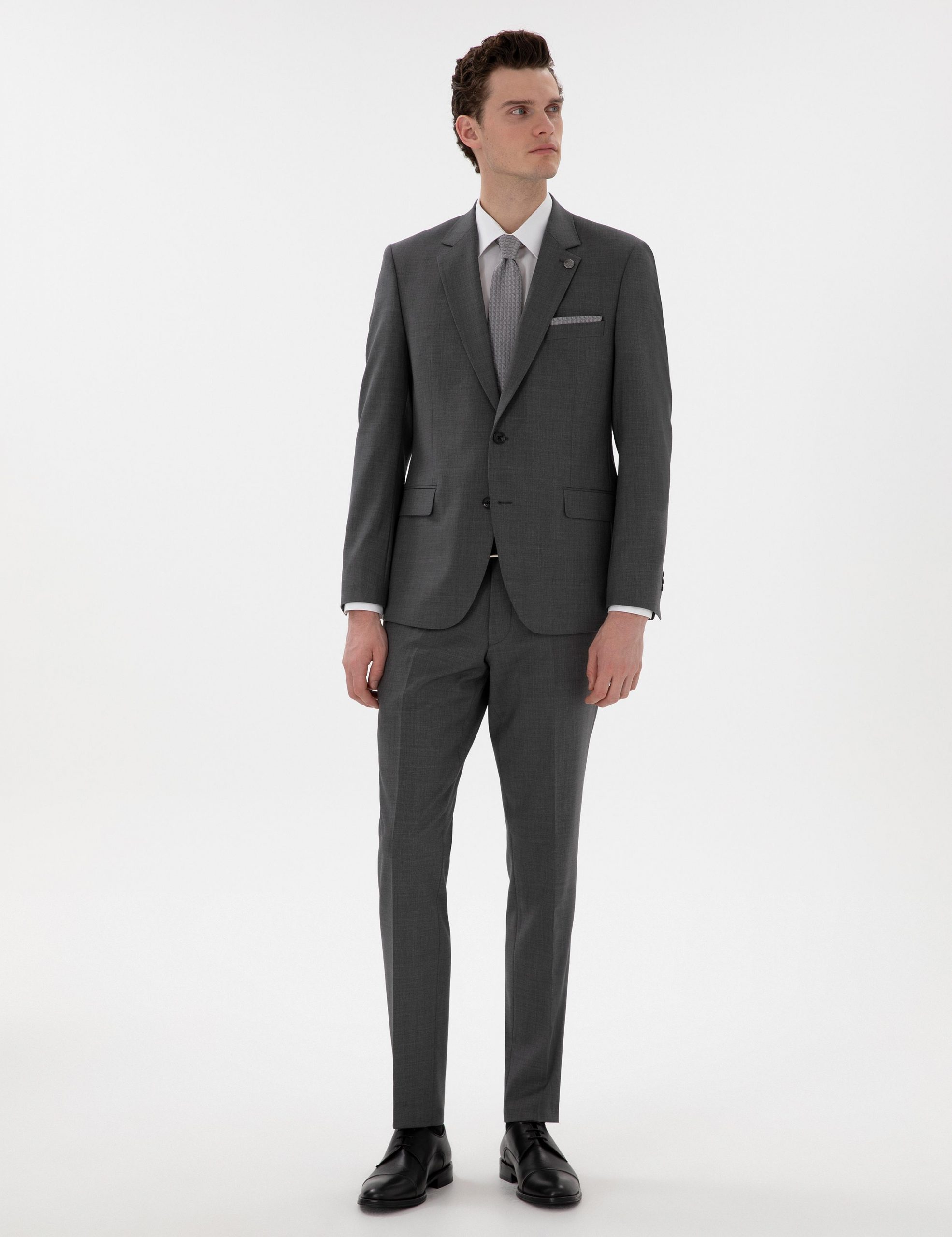 کت و شلوار مردانه خاکی ملانژ پیرکاردین - فروشگاه لباس شهرمون