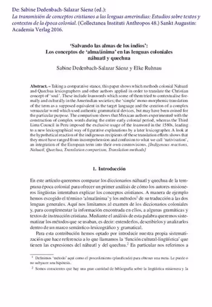 خرید و دانلود نسخه کامل کتاب ‘Salvando las almas de los indios’: Los conceptos de ‘alma/ánima’ en las lenguas coloniales náhuatl y quechua