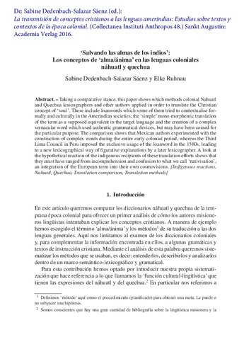 خرید و دانلود نسخه کامل کتاب ‘Salvando las almas de los indios’: Los conceptos de ‘alma/ánima’ en las lenguas coloniales náhuatl y quechua