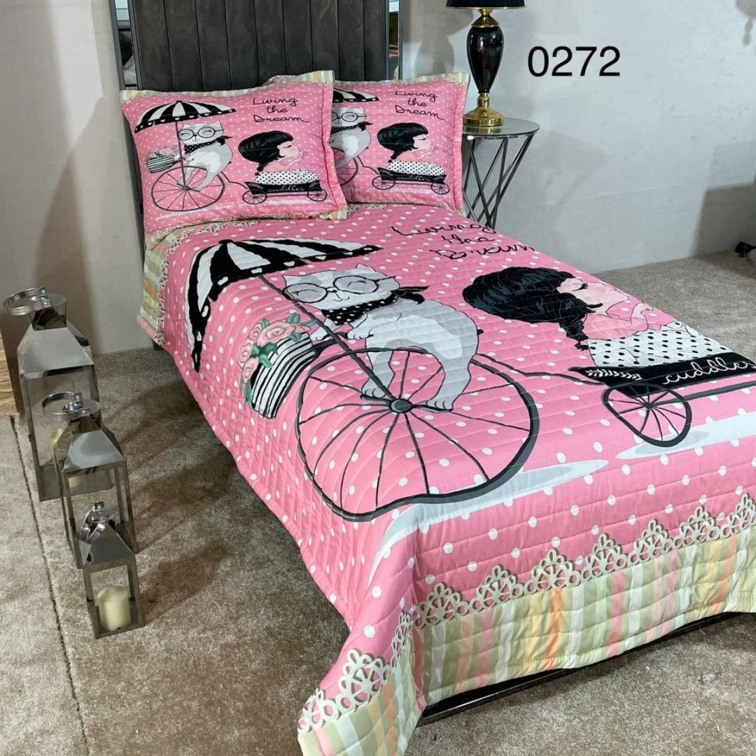 روتختی یک نفره چاپ دیجیتال سه بعدی و سه تکه طرحbicycle cat(ضمانت پرز و رنگ )