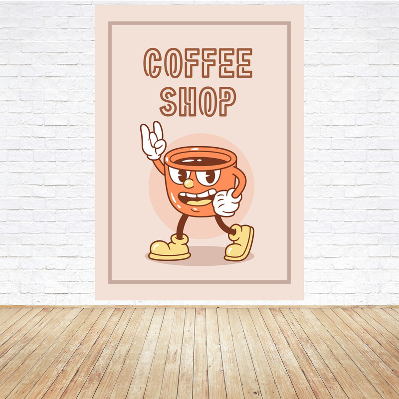 تابلو شاسی مدل کافی شاپ طرح کارتونی فنجان قهوه کد 1050 | دنیای قاب