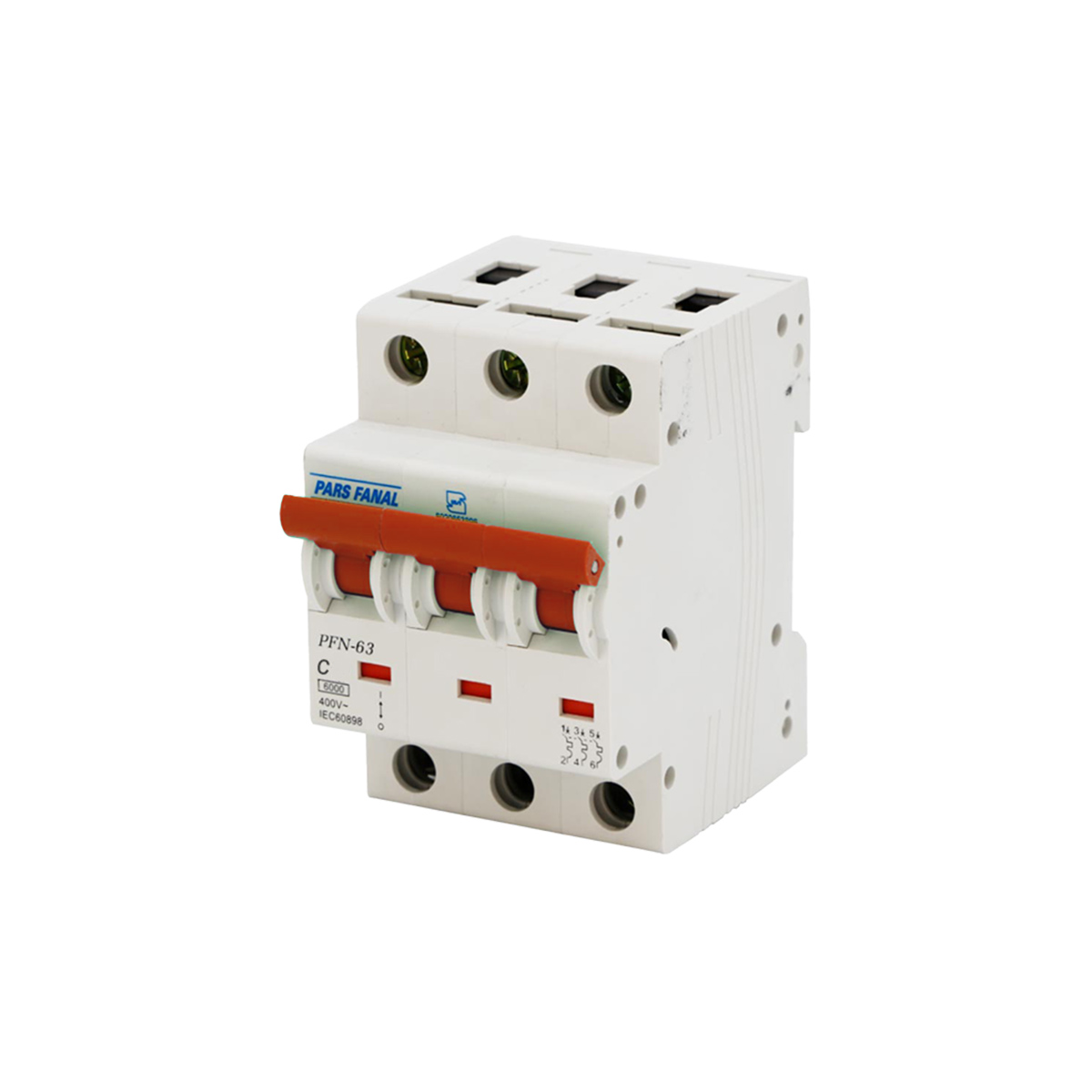 فیوز مینیاتوری سه پل 2 آمپر پارس فانال مدل C2-6K-PFN-3P