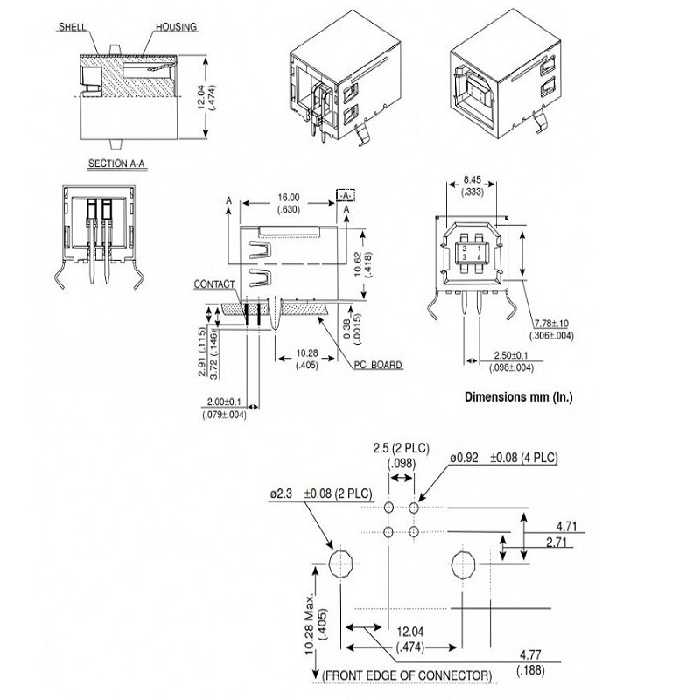 كانكتور مادگی USB-B مدل رایت