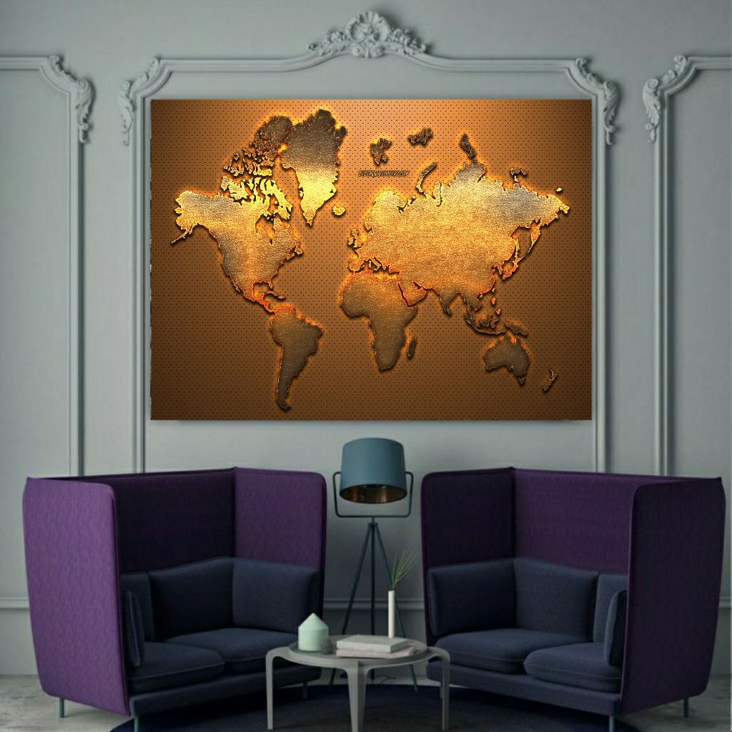 تابلو بوم طرح نقشه جهان مدل SDB1069