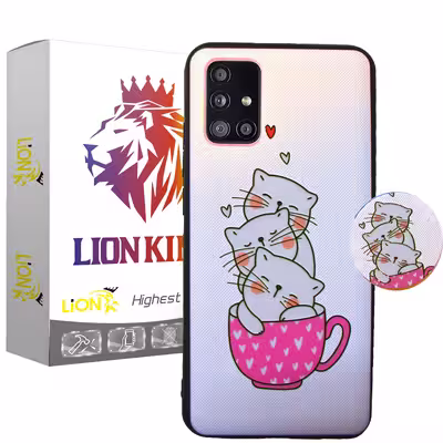 کاور لاین کینگ مدل livan cat مناسب برای گوشی موبایل سامسونگ Galaxy A71 به همراه پایه نگهدارنده