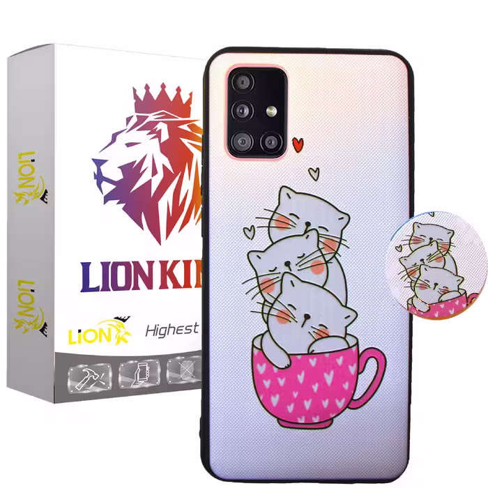 کاور لاین کینگ مدل livan cat مناسب برای گوشی موبایل سامسونگ Galaxy A71 به همراه پایه نگهدارنده