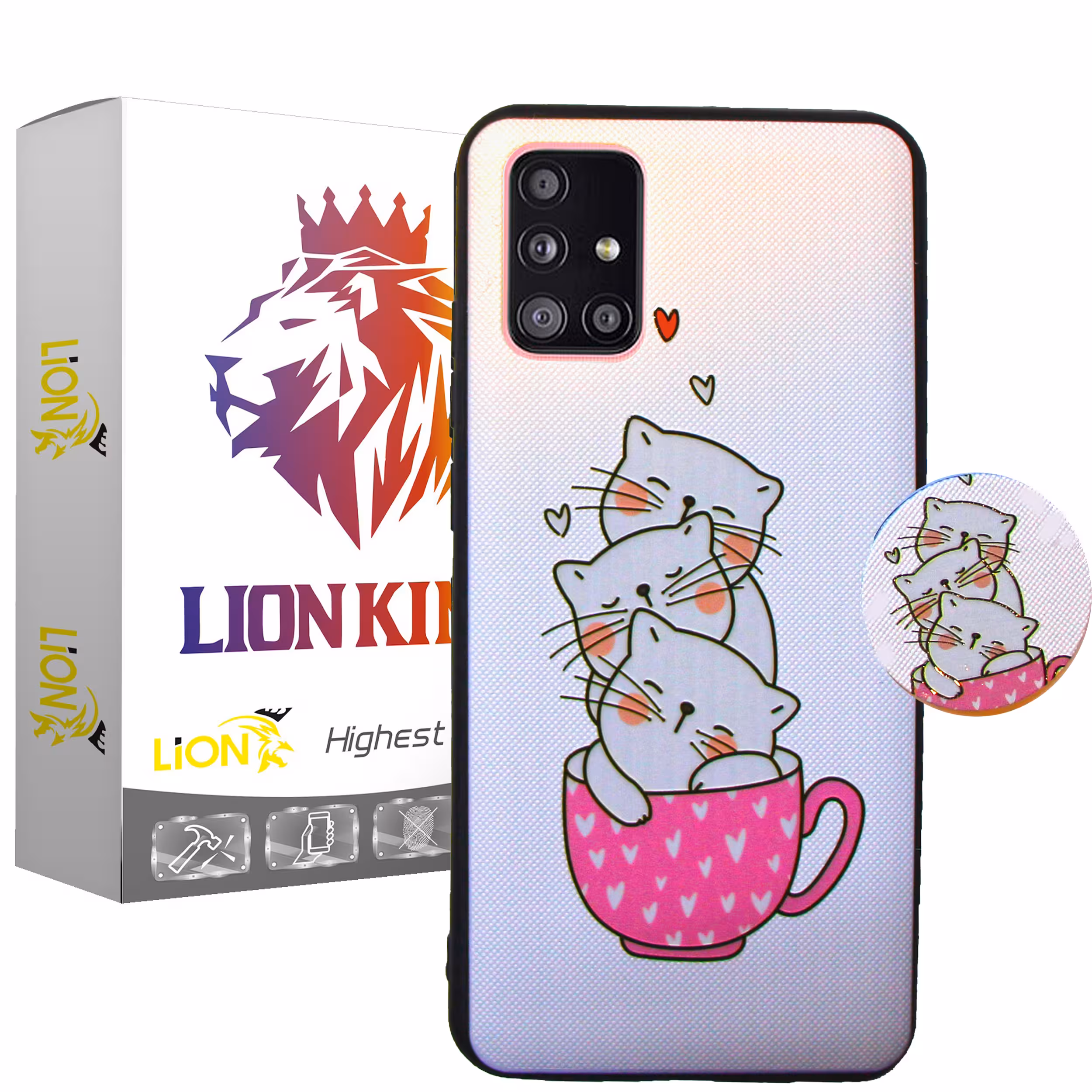 کاور لاین کینگ مدل livan cat مناسب برای گوشی موبایل سامسونگ Galaxy A71 به همراه پایه نگهدارنده
