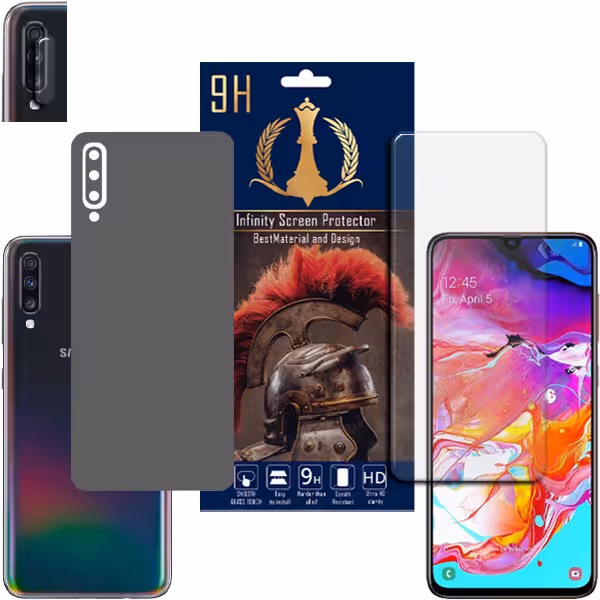 برچسب پوششی اینفینیتی مدل PRO MAX مناسب برای گوشی موبایل سامسونگ GALAXY A70 / A70S به همراه محافظ صفحه نمایش و محافظ لنز دوربین