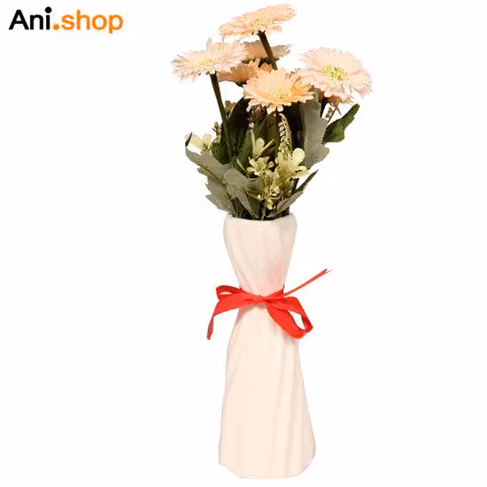 دکوری گلدان سرامیکی همراه با گل