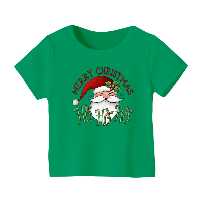 تی شرت آستین کوتاه بچگانه مدل بابانوئل کریسمس کد 50 رنگ سبز