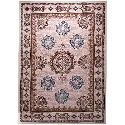 فرش ماشینی زمرد مشهد کد KR29 زمینه کرم