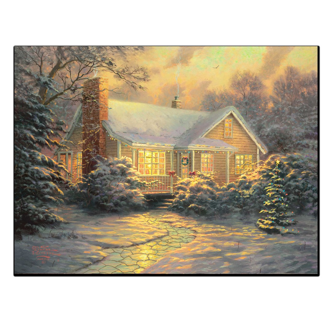 تابلو شاسی بکلیت طرح نقاشی منظره زمستانی کلبه چوبی مدل SH-11247