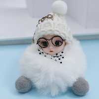 سرکلیدی خزی کودک عینکی سفید 30172