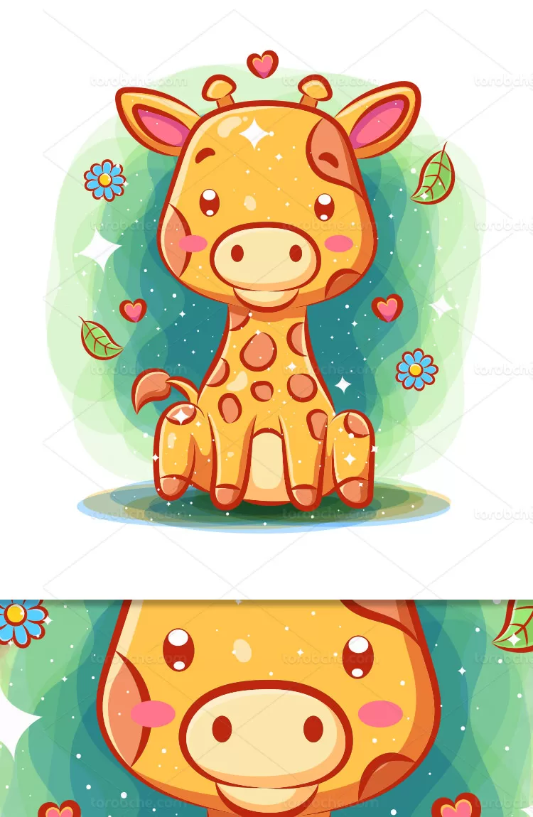 وکتور کاراکتر زرافه بامزه | گرافیک با طعم تربچه