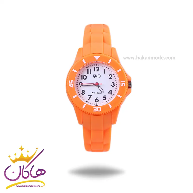ساعت عقربه ای دخترانه کیو اند کیو بند رابر نارنجی V26A-003VY