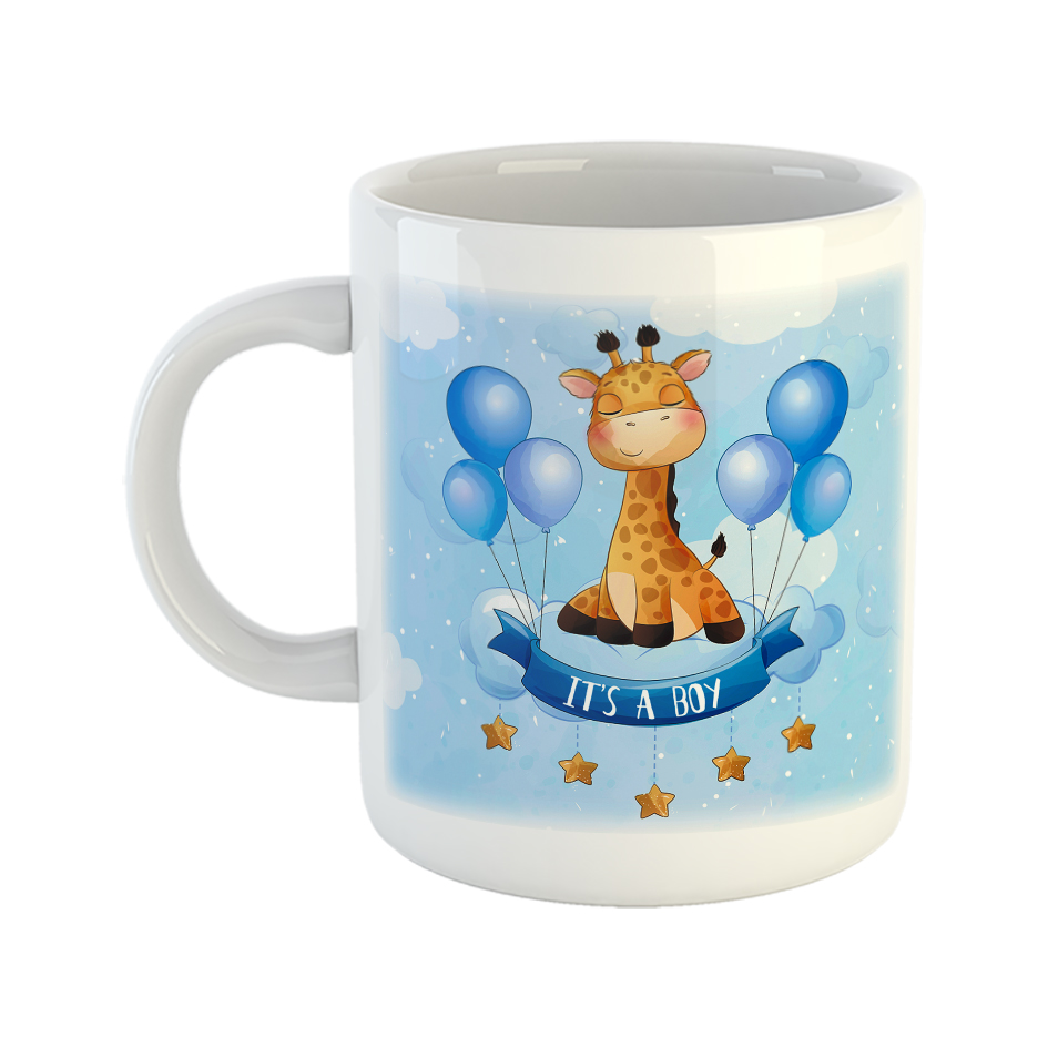 ماگ طرح زرافه‌ی تعیین جنسیت بچه مدل پسر It's a Boy