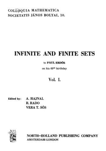 خرید و دانلود نسخه کامل کتاب Infinite and Finite Sets: To Paul Erdös on his 60th birthday