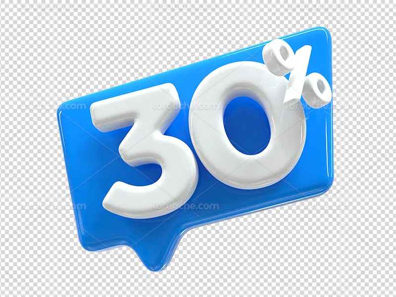 عکس PNG تخفیف 30 درصدی آبی رنگ | گرافیک با طعم تربچه