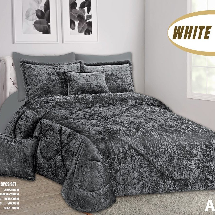 روتختی مخمل پنلی ترک درجه یک برند وایت هوم طرح آنجل جنس مخمل ایندکس شیک و پرفروش طوسی تیره