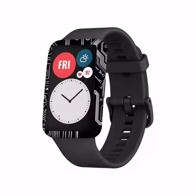 برچسب ماهوت طرح Black Printed Circuit Board مناسب برای ساعت هوشمند هوآوی Watch Fit