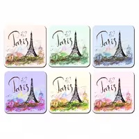 زیر لیوانی لوکسینو مدل برج ایفل طرح پاریس مجموعه 6 عددی