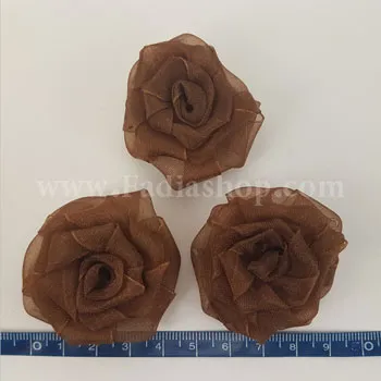 گل پفکی حریر بزرگ قهوه ای