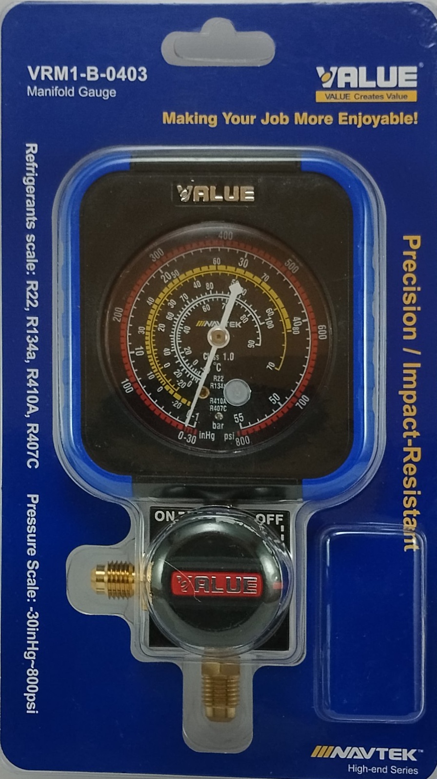 گیج منیفولد تکی شارژ گاز نیم دور قرمز فشار بالا برند والیو VALUEمدل VRM1-B-0403 | آریا سیتی