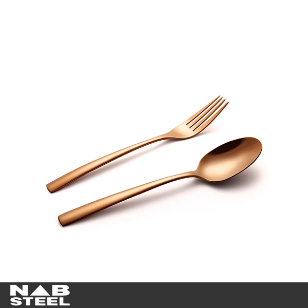 سرویس قاشق و چنگال ناب استیل 12 پارچه مدل فلورانس برنزی PVD