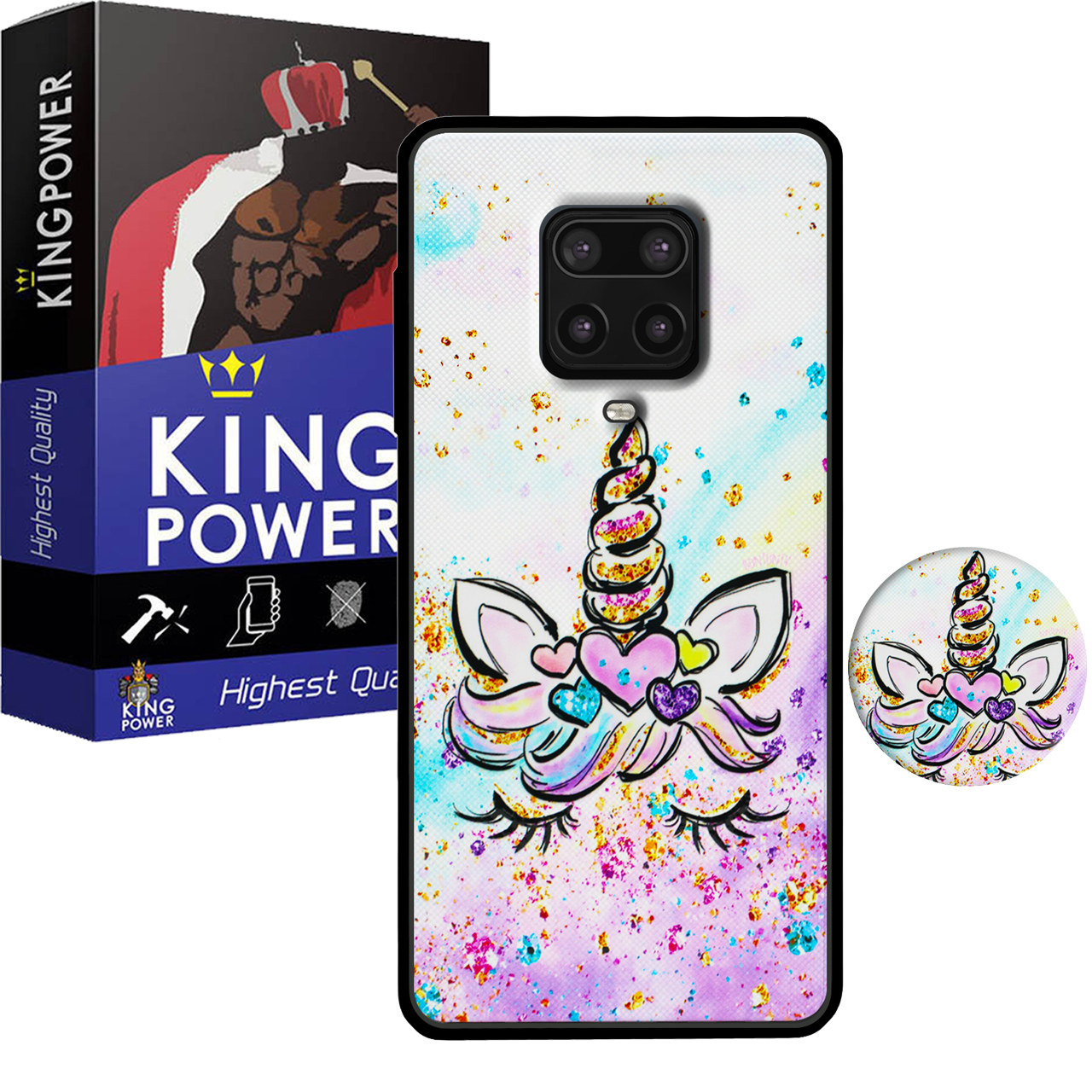 کاور کینگ پاور مدل GHA21 مناسب برای گوشی موبایل شیائومی Redmi Note 9S / Note 9 Pro / Note 9 Pro Max به همراه پایه نگهدارنده