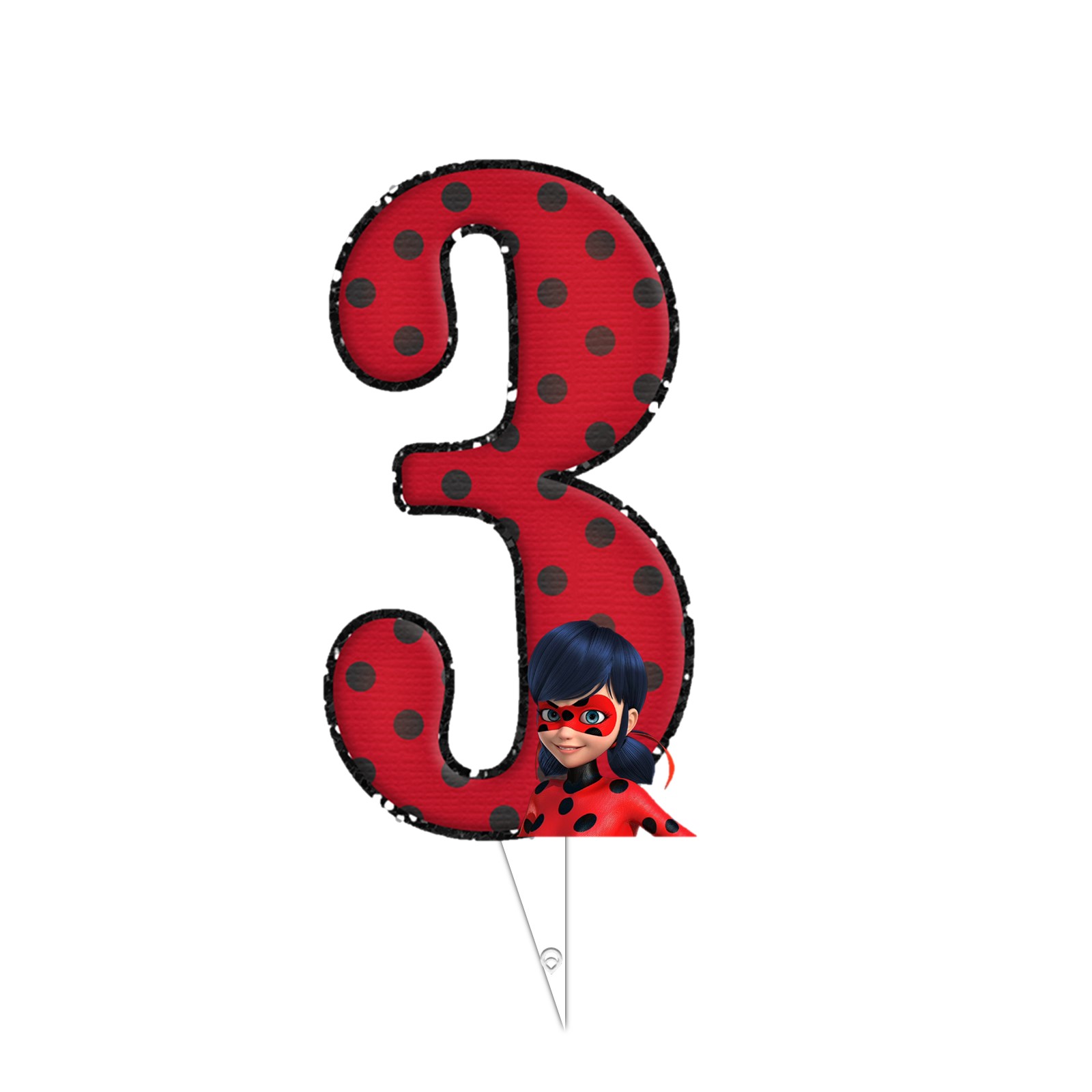 تاپر طرح عدد 3 مدل دختر کفشدوزکی میراکلس