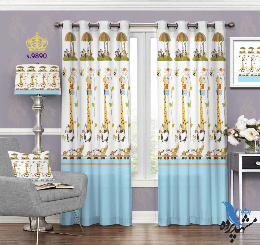 پرده پانچ کودک طرح زرافه های کوچک کد S9890