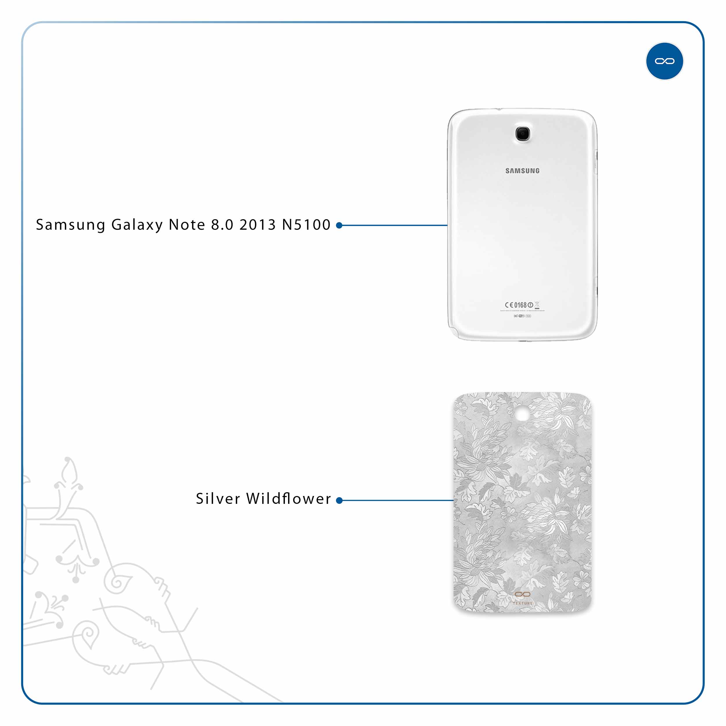 برچسب پوششی ماهوت مدل Silver-Wildflower مناسب برای تبلت سامسونگ Galaxy Note 8.0 2013 N5100