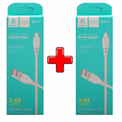 کابل تبدیل USB به microUSB دنمن مدل D01V طول 1 متر بسته دو عددی