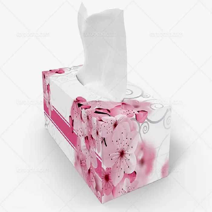 جعبه دستمال کاغذی طرح گل صورتی | گرافیک با طعم تربچه