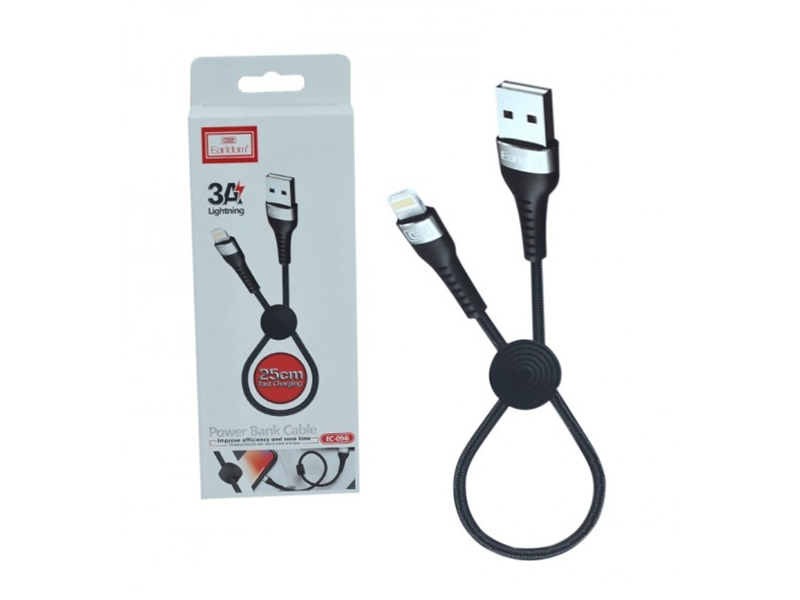 کابل شارژ و انتقال داده یو اس بی به لایتنینگ پاوربانکی 25 سانتی متری ارلدام Earldom EC-094i lightning Data Cable 25cm