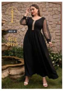 پیراهن مهمانی زنانه مدل بیگ سایز کرپ تورخالدارکره ای