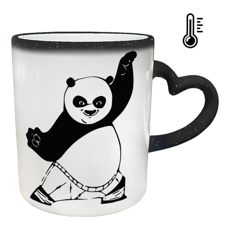 ماگ حرارتی مدل دسته قلبی اکلیلی طرح پاندا کنگ فو کار کد 100
