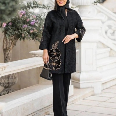 مانتو مخمل گلدوزی