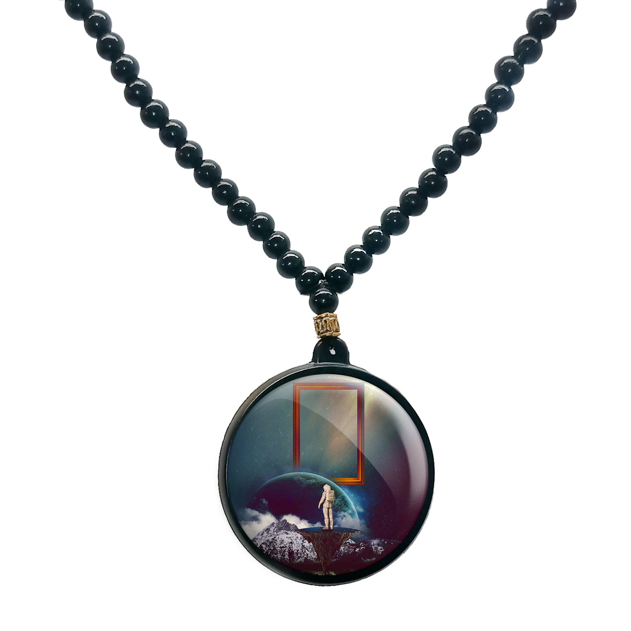 گردنبند پرمانه طرح فضانورد کد pmd.10338 مدل دو طرفه