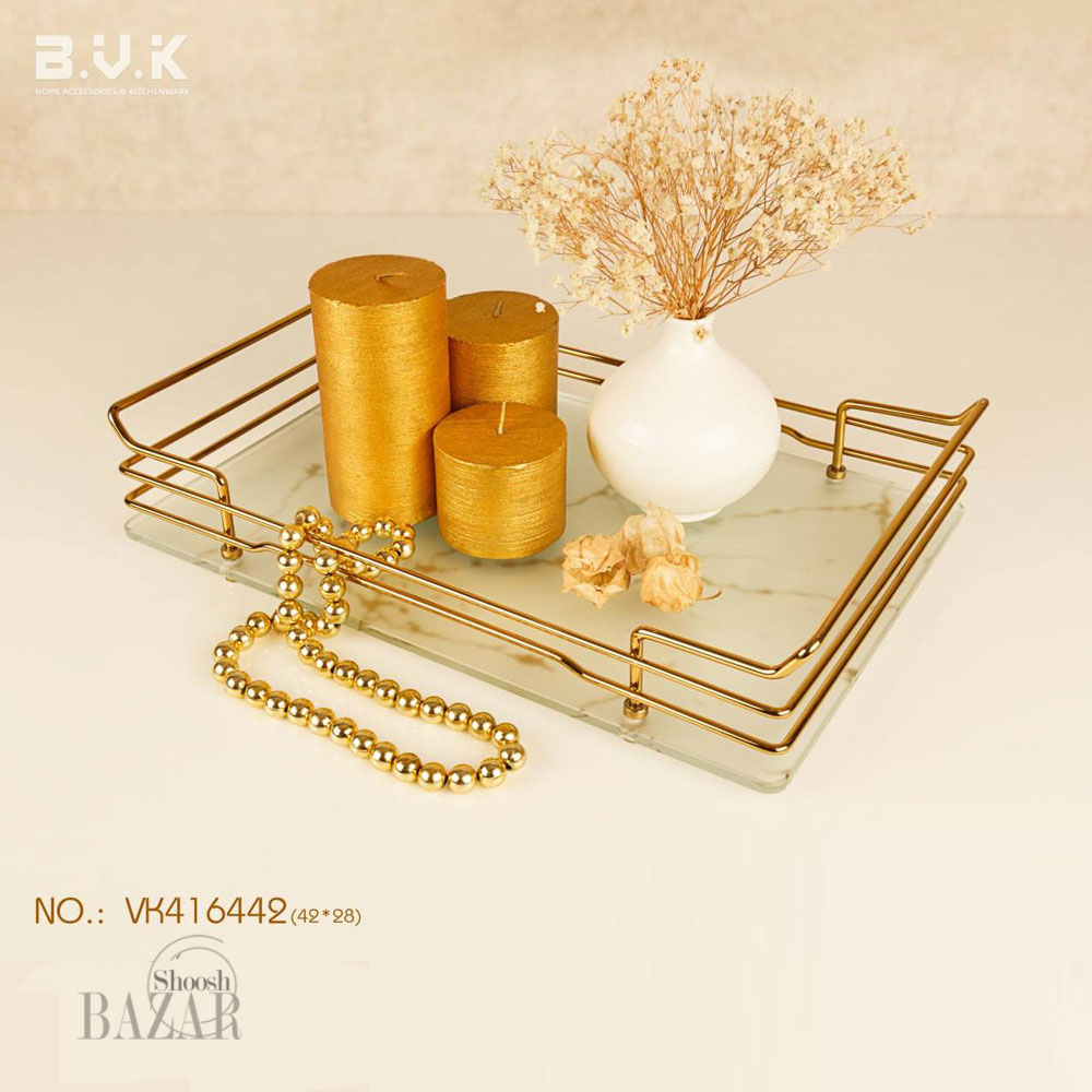 سینی پذیرایی بی وی کی مدل ماربل (سه سایز)