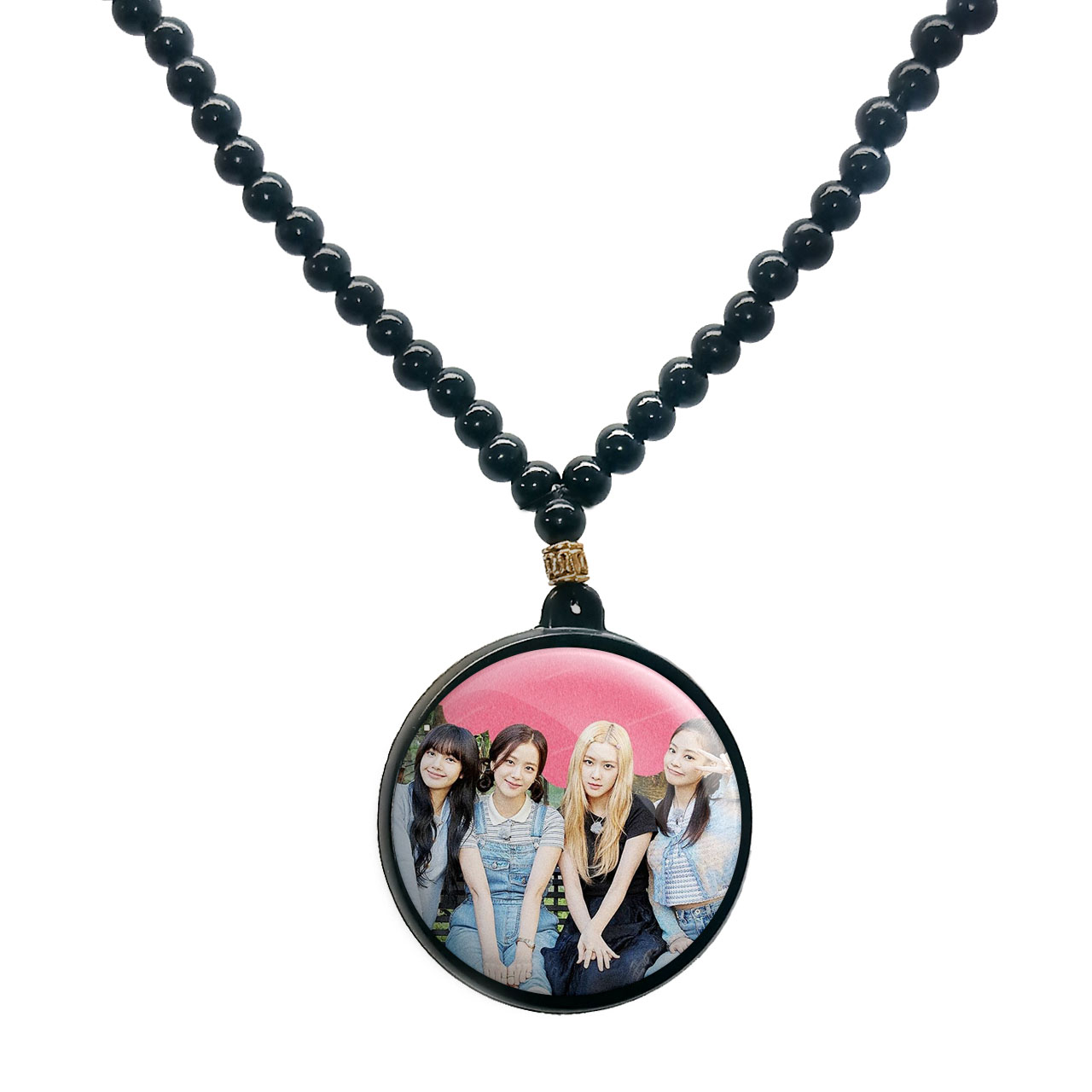 گردنبند پرمانه طرح بلک پینک کد pmd.17948 مدل دو طرفه