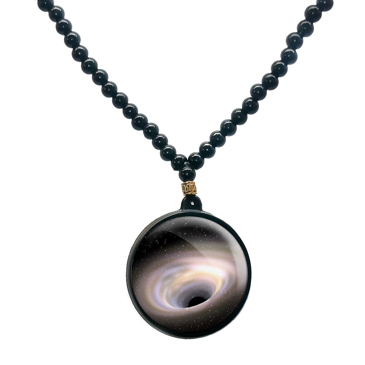 گردنبند پرمانه طرح سیاه چاله ها کد pmd.25911 مدل دو طرفه