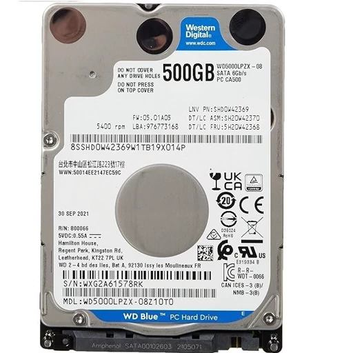 هارددیسک اینترنال اسلیم لپ تاپ وسترن دیجیتال مدل WD5000LPZX ظرفیت 500 گیگابایت