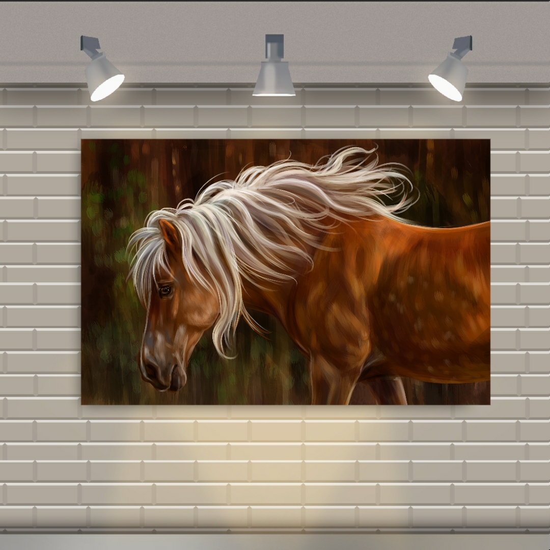 تابلو بوم طرح اسب با یال سفید مدل SDB2516