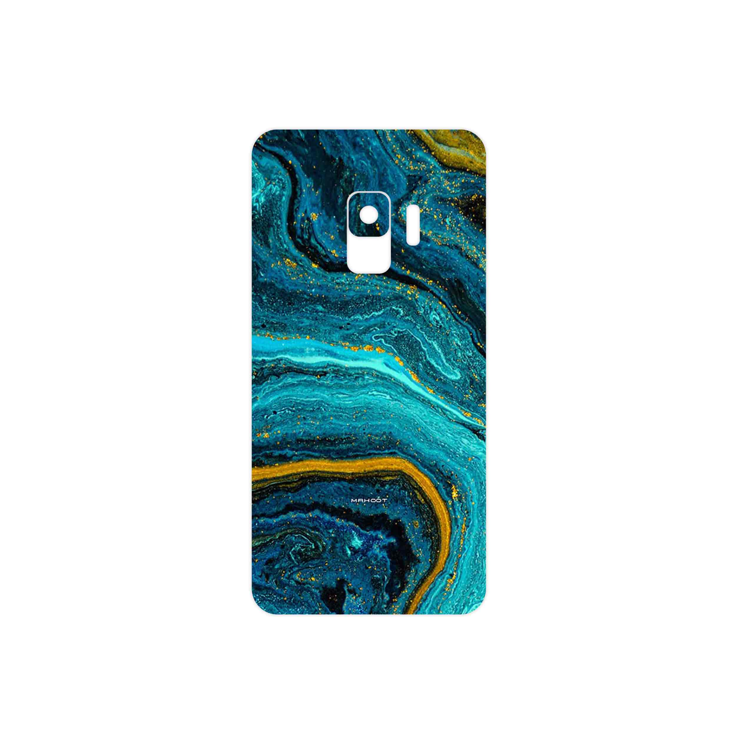 برچسب پوششی ماهوت مدل Turquoise marblewith golden streaks مناسب برای گوشی موبایل سامسونگ Galaxy S9