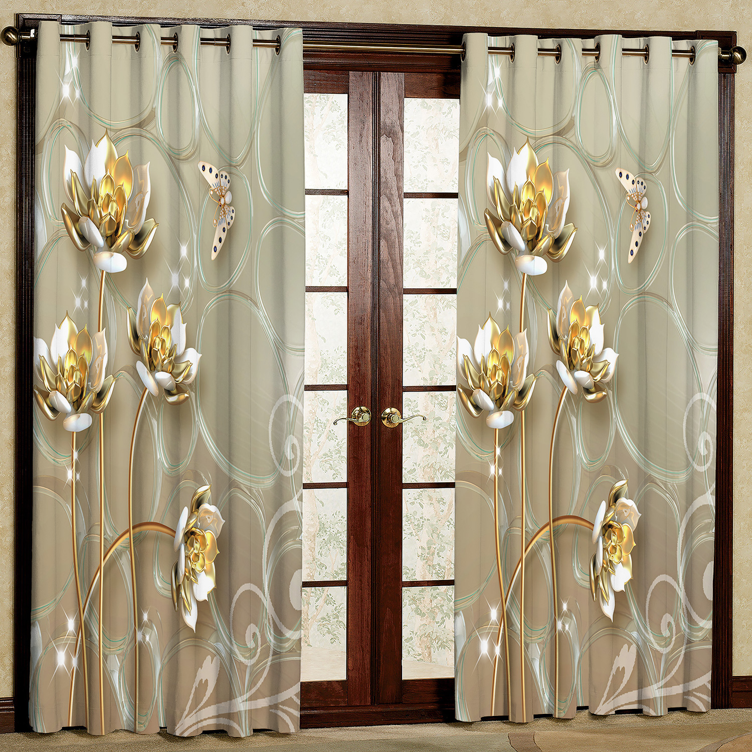 پرده مدل گلدار مخمل پانچی کد 4711 سایز 200x140 سانتی متر