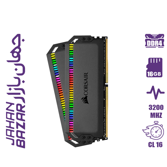 رم کامپیوتر کورسیر Dominator Platinum RGB Black 32GB 3200MHz CL16
